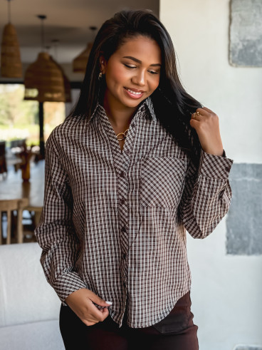 Chemise à carreaux Zénaïde - Chocolat