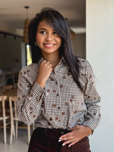 Chemise à carreaux Hania - Chocolat