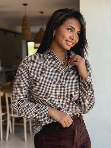 Chemise à carreaux Hania - Chocolat