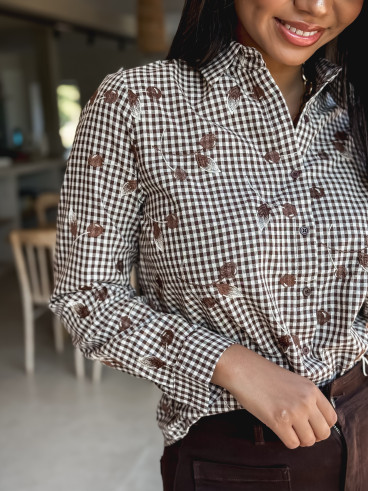 Chemise à carreaux Hania - Chocolat