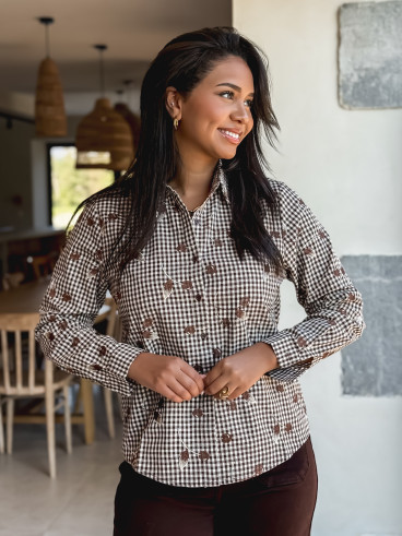 Chemise à carreaux Hania - Chocolat