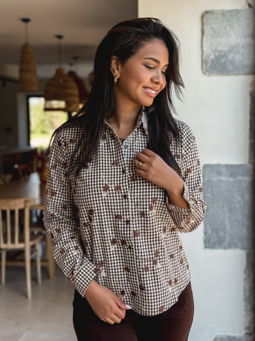 Chemise à carreaux Hania - Chocolat