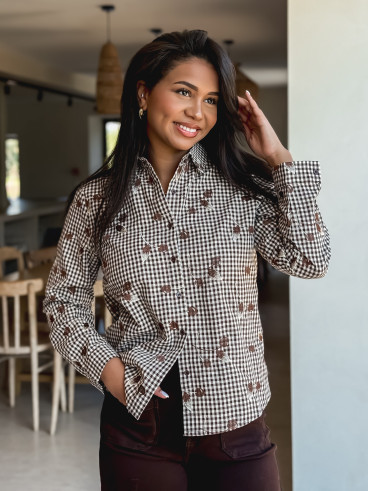 Chemise à carreaux Hania - Chocolat