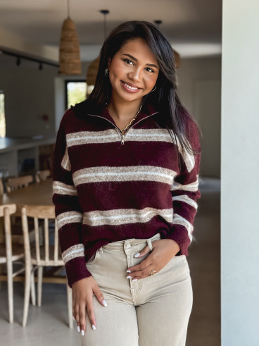 Pull ligné Constance - Bordeaux