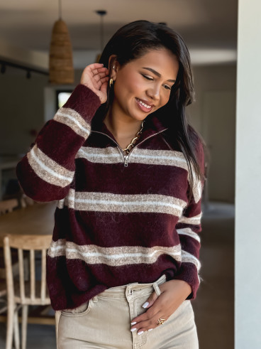 Pull ligné Constance - Bordeaux