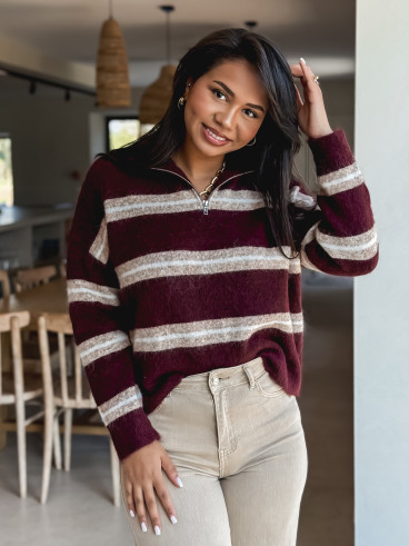 Pull ligné Constance - Bordeaux