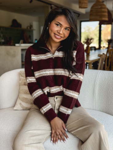 Pull ligné Constance - Bordeaux