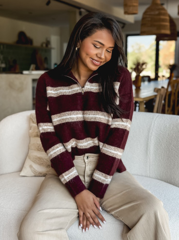 Pull ligné Constance - Bordeaux