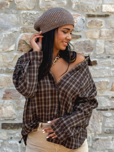 Chemise à carreaux Manelia - Marron