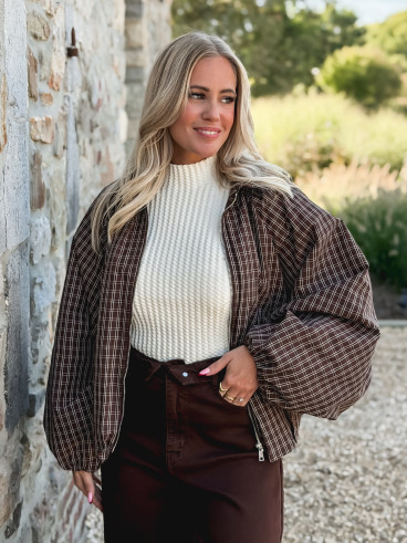 Veste à carreaux Santina - Chocolat