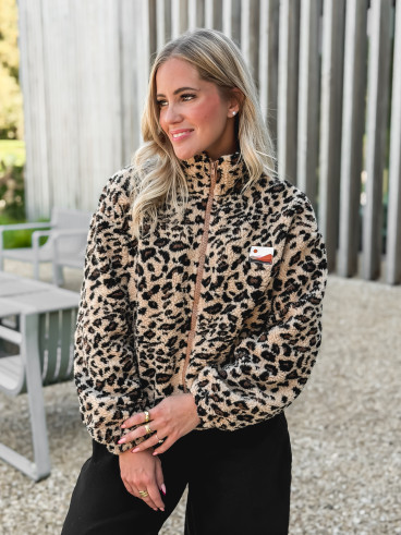 Gilet en teddy léopard Néraya - Beige