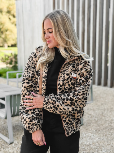 Gilet en teddy léopard Néraya - Beige