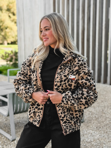 Gilet en teddy léopard Néraya - Beige
