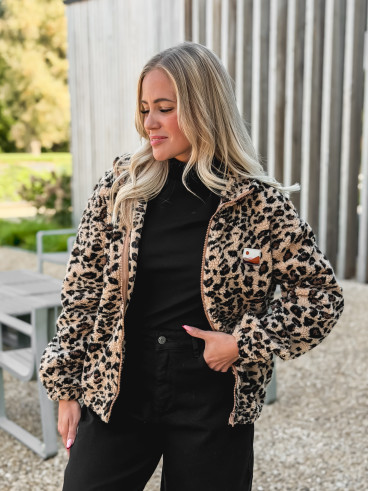 Gilet en teddy léopard Néraya - Beige