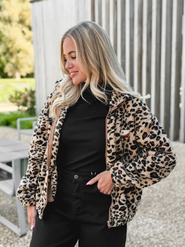 Gilet en teddy léopard Néraya - Beige