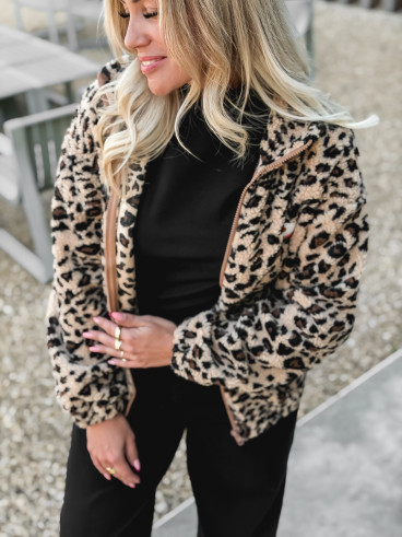 Gilet en teddy léopard Néraya - Beige