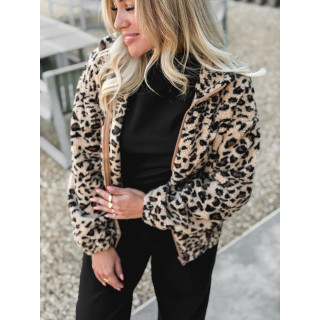 Gilet en teddy léopard Néraya - Beige