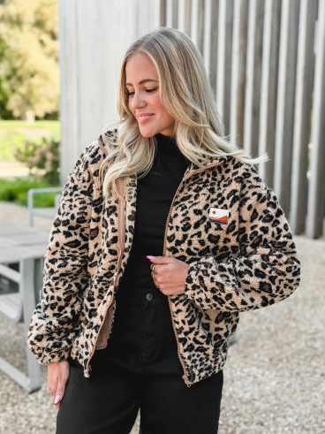 Gilet en teddy léopard Néraya - Beige
