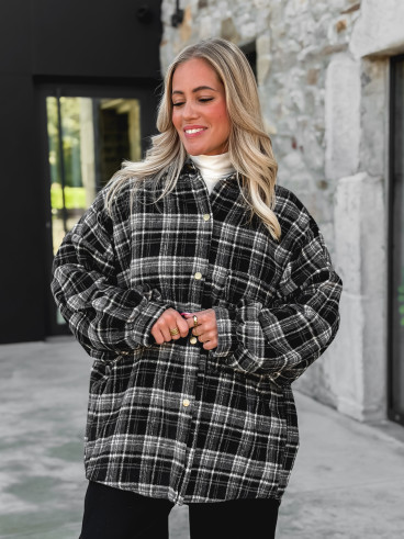Chemise à carreaux Cyliane - noir