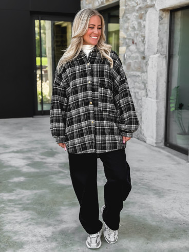 Chemise à carreaux Cyliane - noir