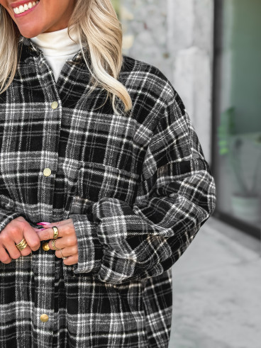 Chemise à carreaux Cyliane - noir