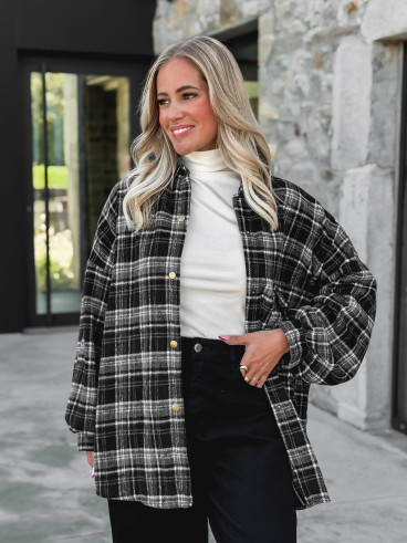 Chemise à carreaux Cyliane - noir