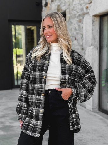 Chemise à carreaux Cyliane - noir