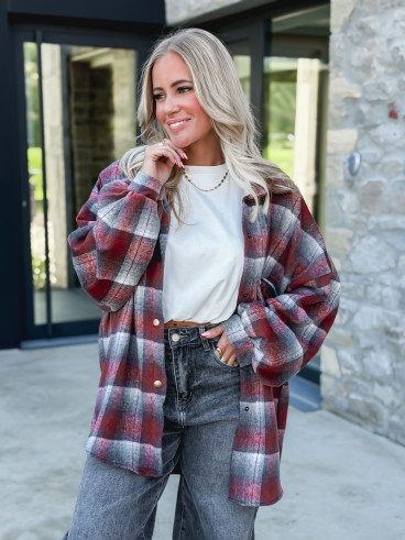Chemise à carreaux Cyliane - Rouge