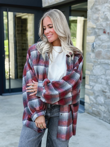 Chemise à carreaux Cyliane - Rouge