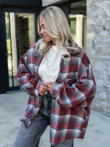 Chemise à carreaux Cyliane - Rouge