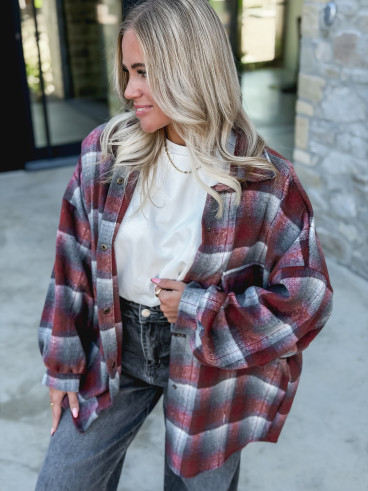 Chemise à carreaux Cyliane - Rouge