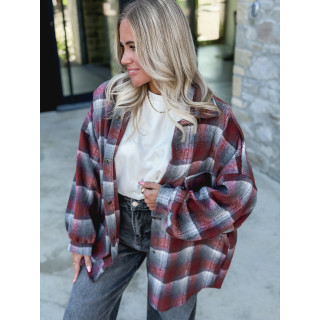 Chemise à carreaux Cyliane - Rouge