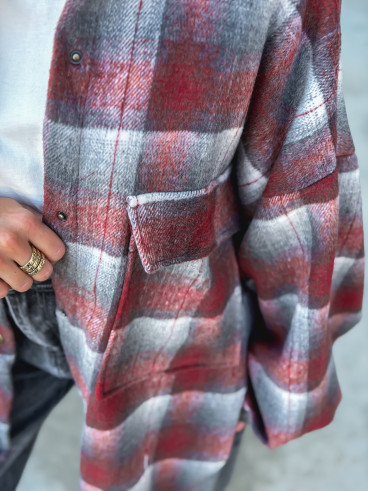 Chemise à carreaux Cyliane - Rouge