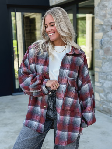 Chemise à carreaux Cyliane - Rouge