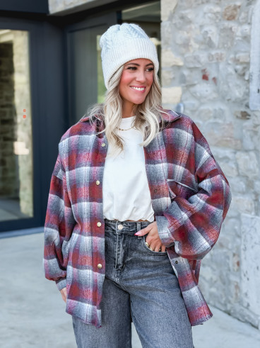 Chemise à carreaux Cyliane - Rouge