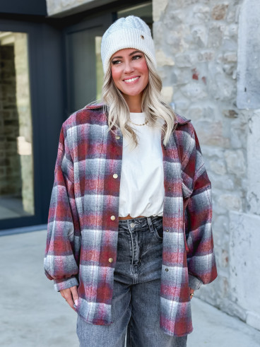 Chemise à carreaux Cyliane - Rouge