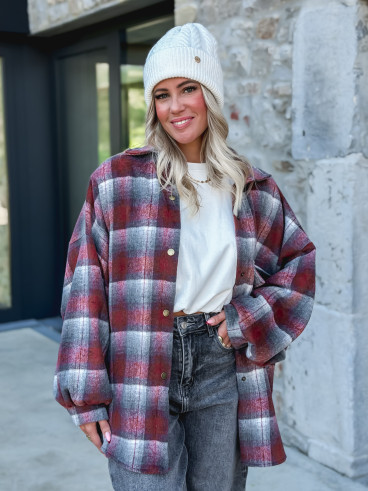 Chemise à carreaux Cyliane - Rouge
