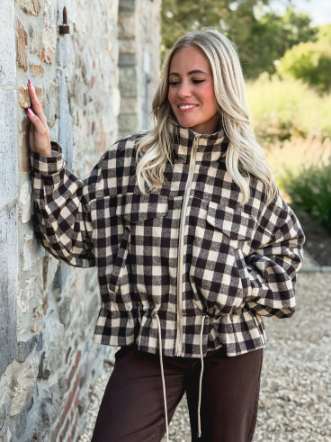 Veste à carreaux Tamara - Chocolat/Beige