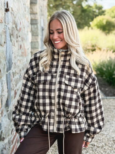 Veste à carreaux Tamara - Chocolat/Beige