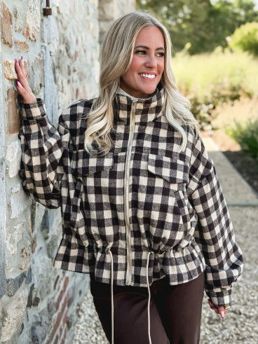 Veste à carreaux Tamara - Chocolat/Beige