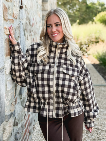 Veste à carreaux Tamara - Chocolat/Beige