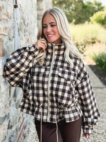 Veste à carreaux Tamara - Chocolat/Beige
