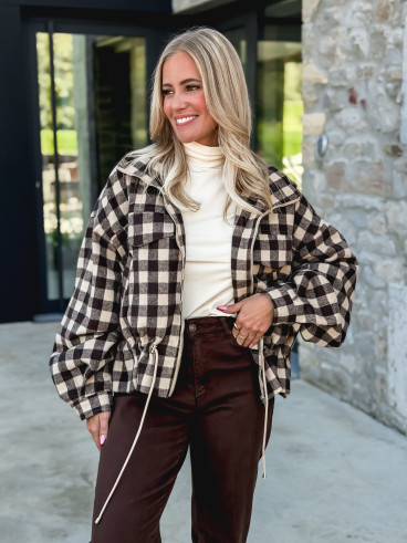 Veste à carreaux Tamara - Chocolat/Beige