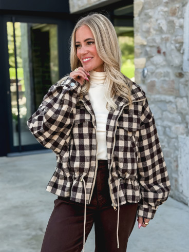 Veste à carreaux Tamara - Chocolat/Beige