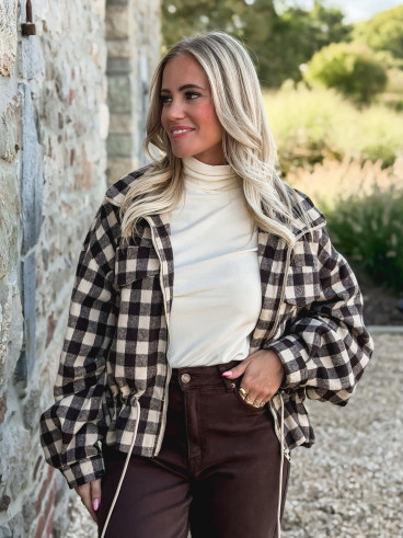 Veste à carreaux Tamara - Chocolat/Beige