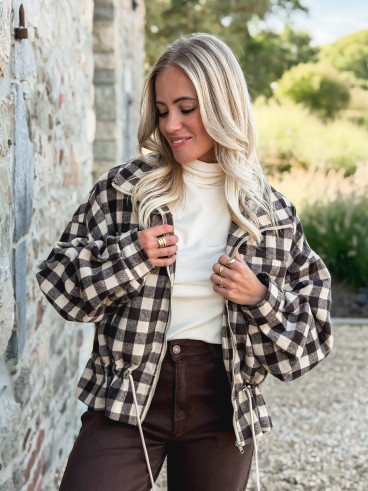 Veste à carreaux Tamara - Chocolat/Beige
