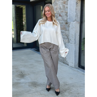 Pantalon à carreaux Yolande - Taupe