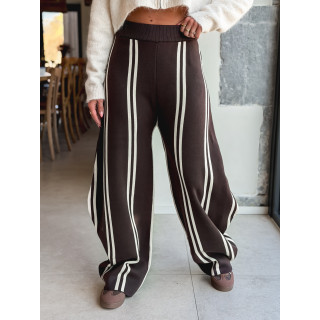 Pantalon ligné Eryne - Chocolat