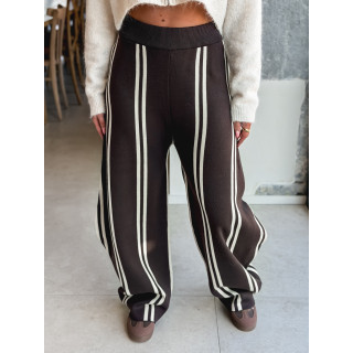 Pantalon ligné Eryne - Chocolat