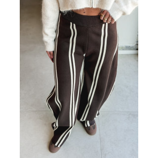 Pantalon ligné Eryne - Chocolat